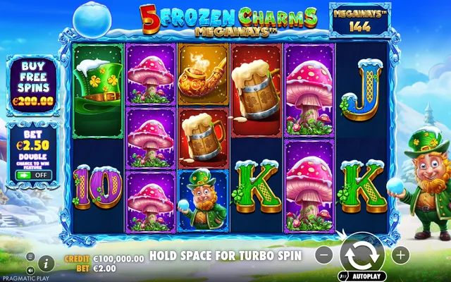 5 Frozen Charms Megaways — base game and controls
