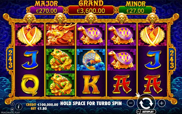 5 Lions Gold — game layout and virtual-credit controls