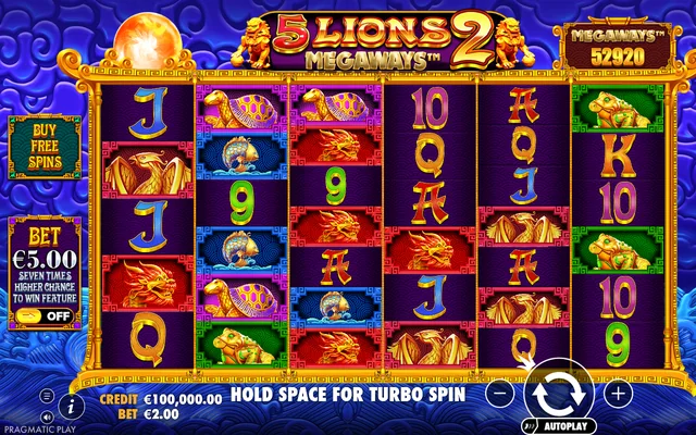 5 Lions Megaways 2 — base game and controls
