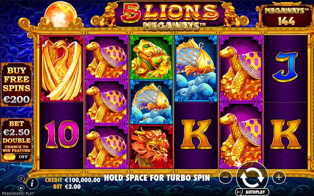 5 Lions Megaways — base game and controls