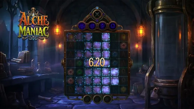 Alchemaniac: Cascades illustrated by the studio. Example amounts are not our gambling results.