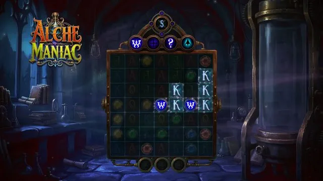 Alchemaniac: Cluster Pays illustrated by the studio. Example amounts are not our gambling results.