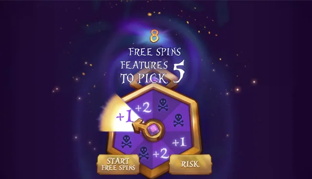 Alice WonderLuck: official Free Spins feature-selection wheel.