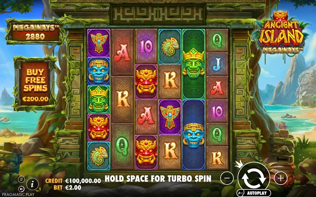 Ancient Island Megaways — base game and controls
