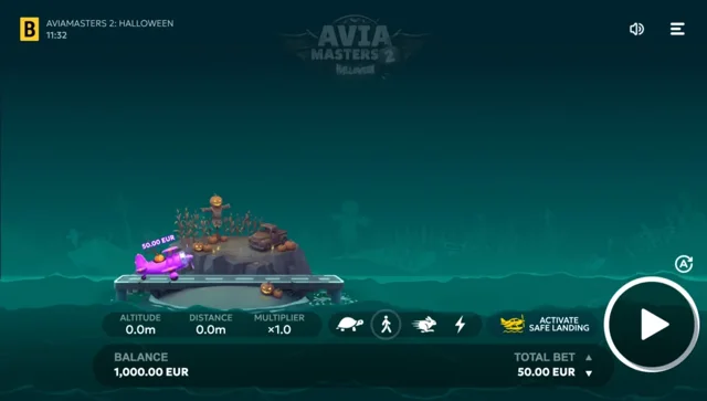 Aviamasters 2: Halloween: official aircraft waiting at its island.