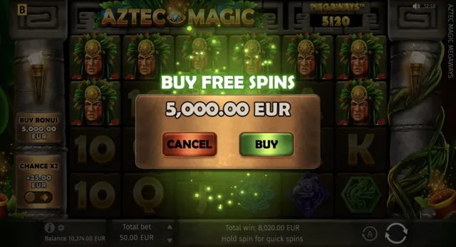 Aztec Magic Megaways: official Free Spins purchase confirmation.