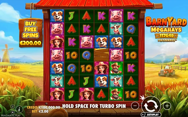 Barnyard Megahays Megaways — base game and controls