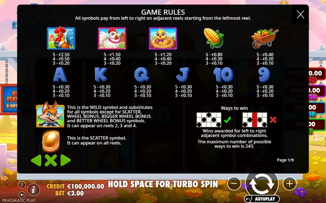 Better Barn House Bonanza — symbol paytable and game rules