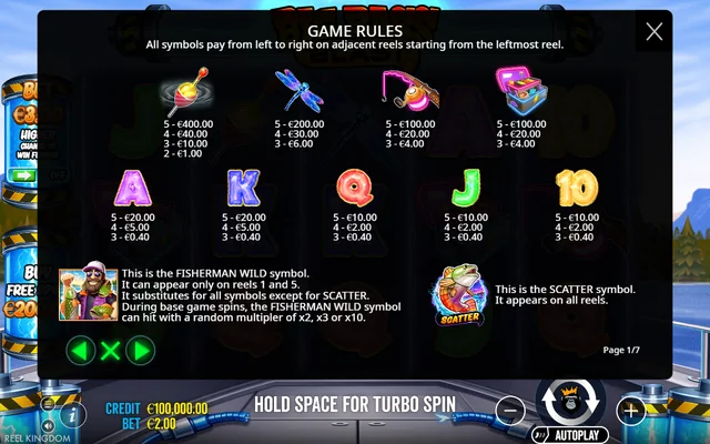 Big Bass Blast — symbol paytable and game rules