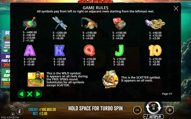 Big Bass Bonanza 1000 — symbol paytable and game rules