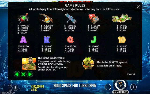Big Bass Bonanza — symbol paytable and game rules