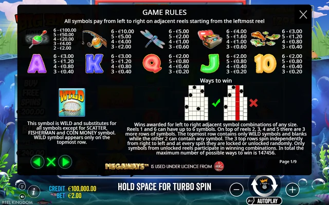 Big Bass Hold & Spinner Megaways — symbol paytable and game rules