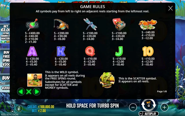 Big Bass – Hold & Spinner — symbol paytable and game rules
