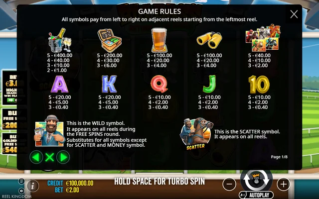 Big Bass Return to the Races — symbol paytable and game rules