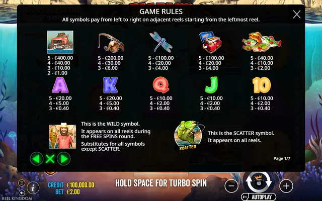 Big Bass Splash — symbol paytable and game rules