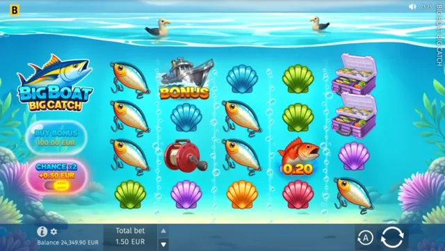 Big Boat Big Catch: official five-by-four fishing layout.