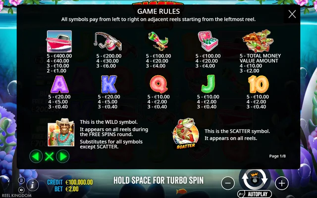 Bigger Bass Splash — symbol paytable and game rules
