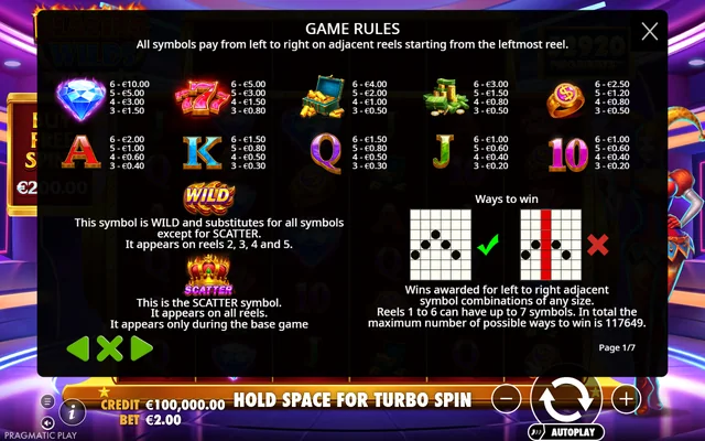 Blazing Wilds Megaways — symbol paytable and game rules