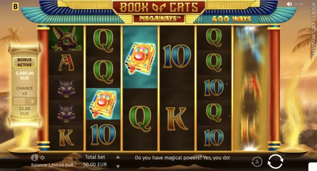 Book of Cats Megaways: official Book of Cats Megaways reel board.