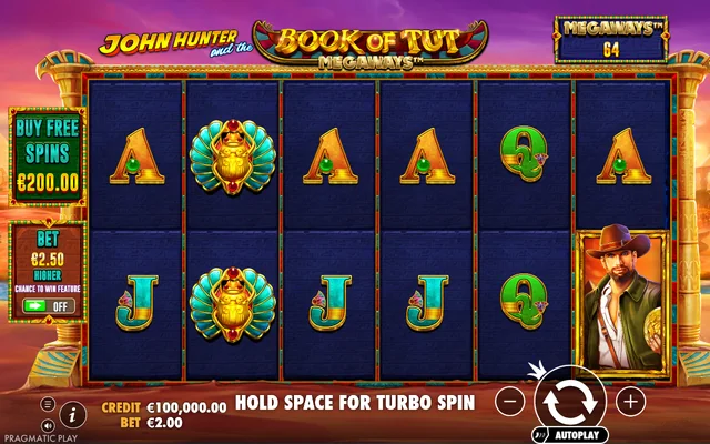 Book of Tut Megaways — base game and controls