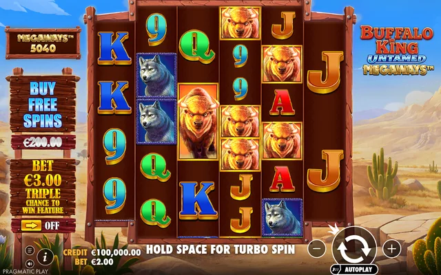 Buffalo King Untamed Megaways — base game and controls