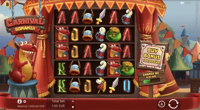 Carnival Bonanza: official studio game illustration. Any displayed prices or wins are examples, not our results.