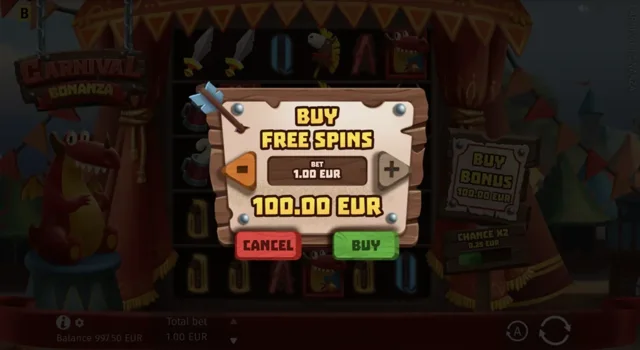 Carnival Bonanza: official studio game illustration. Any displayed prices or wins are examples, not our results.