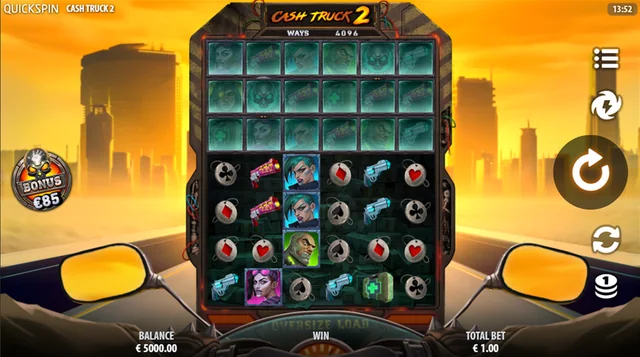 Cash Truck 2: the active reel area sits below rows that can open during play