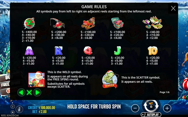 Christmas Big Bass Bonanza — symbol paytable and game rules
