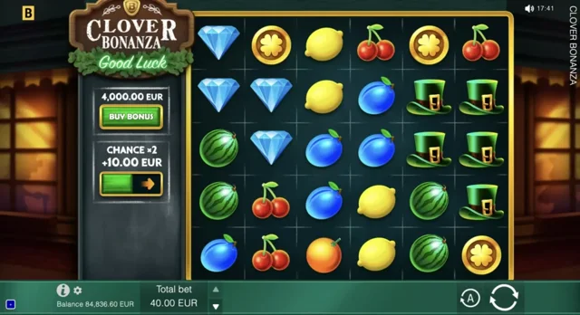 Clover Bonanza: official clover-and-fruit base grid.