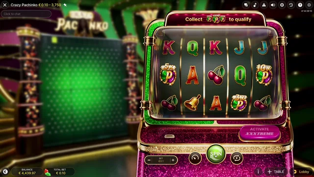Crazy Pachinko: the slot reels sit beside the live Pachinko board.