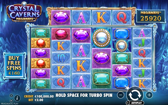 Crystal Caverns Megaways — base game and controls