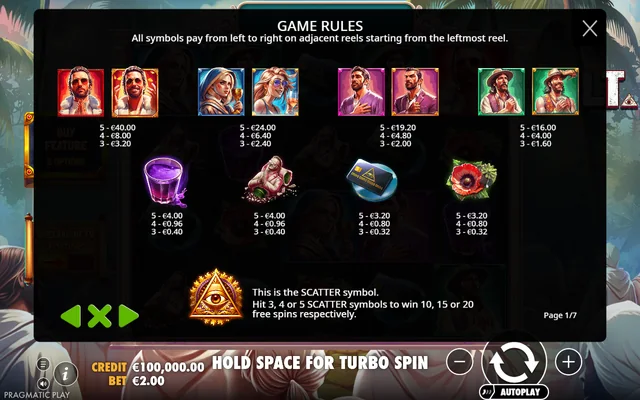 CULT — symbol paytable and game rules