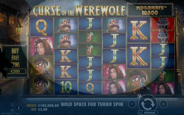 Curse of the Werewolf Megaways — base game and controls