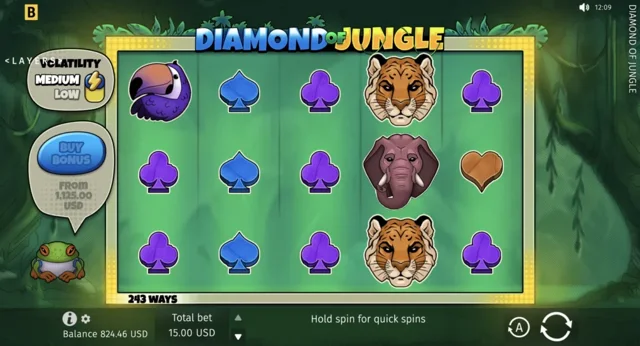 Diamond of Jungle: official jungle board with volatility selector.