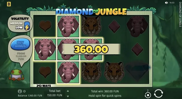 Diamond of Jungle: official highlighted symbol combination.