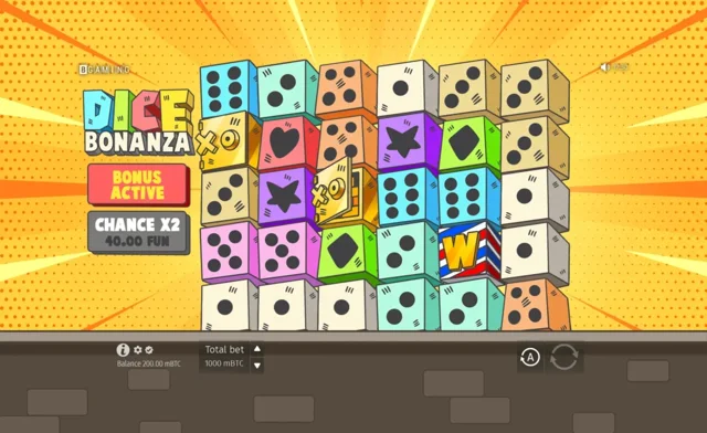 Dice Bonanza: official bonus-active dice field.