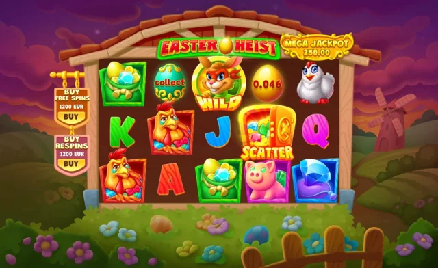 Easter Heist: official rabbit-and-rooster main reel field.