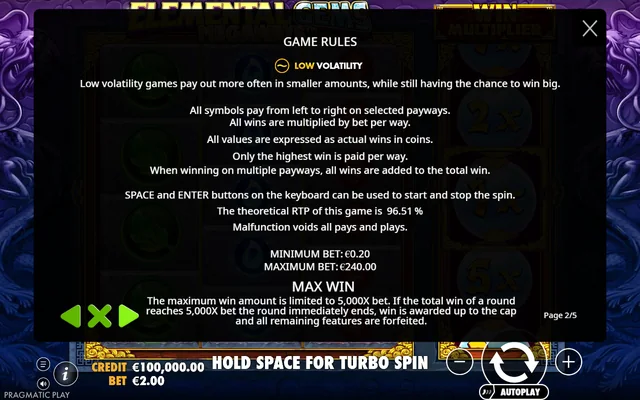 Elemental Gems Megaways — feature rules