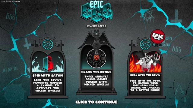 Epic SixSixSix: Official game introduction explaining the features. Illustration captured before any spin or purchase.