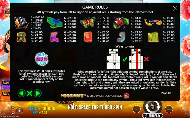 Floating Dragon Megaways — symbol paytable and game rules