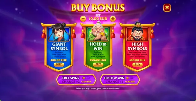 Fortune Trio: Minions of Fu: official menu showing the distinct feature entry options.
