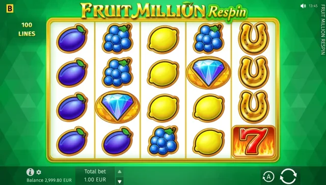 Fruit Million Respin: official base-game layout.