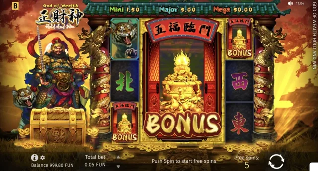 God of Wealth Hold and Win: official central three-by-three Giant symbol.