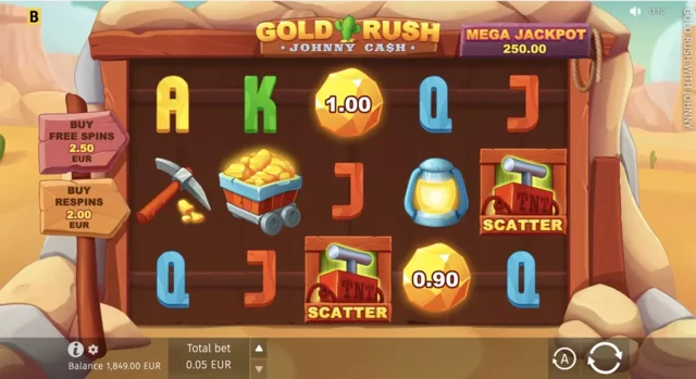 Gold Rush with Johnny Cash: official gold-mining main-game layout.