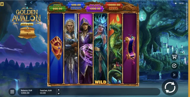 Golden Avalon Hold And Win: official base-game layout.