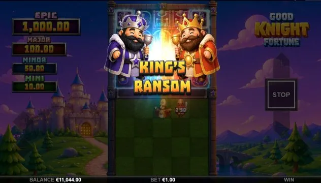 Good Knight Fortune: King's Ransom illustrated by the studio. Example amounts are not our gambling results.