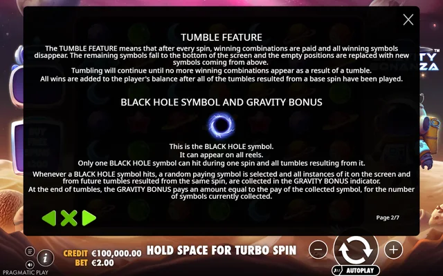 Gravity Bonanza — feature rules