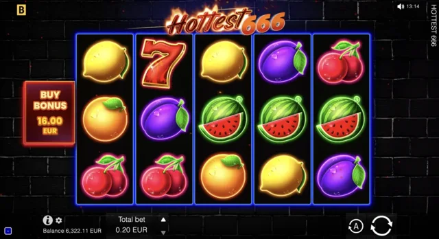 Hottest 666: official studio game illustration. Any displayed prices or wins are examples, not our results.