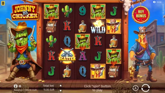 Official Johnny vs Chicken board: VS symbols belong to the multiplier-duel mechanism.
